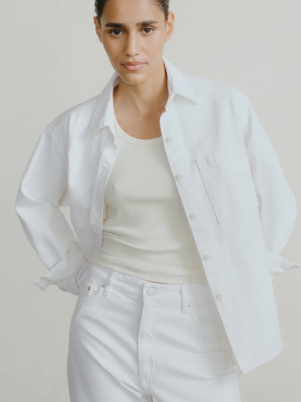 Ozma of California Denim Marcie Shirt in Salt - Picture 5 of 5